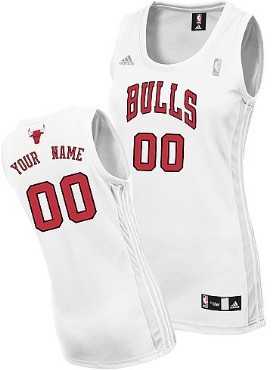 Womens Customized Chicago Bulls White Jersey